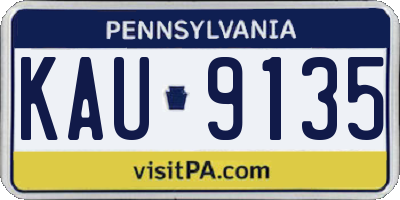 PA license plate KAU9135