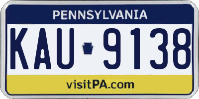 PA license plate KAU9138