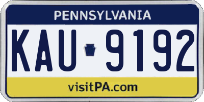 PA license plate KAU9192
