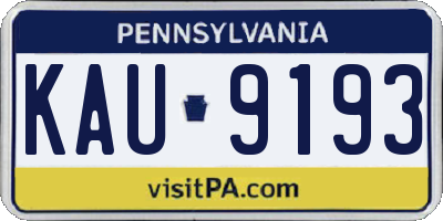 PA license plate KAU9193