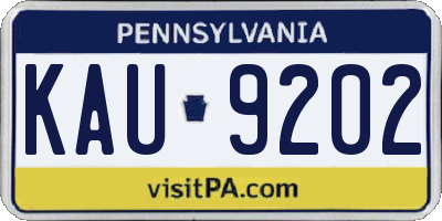PA license plate KAU9202