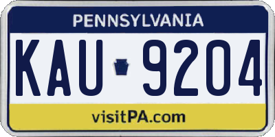 PA license plate KAU9204
