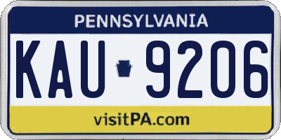 PA license plate KAU9206