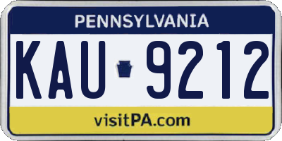 PA license plate KAU9212