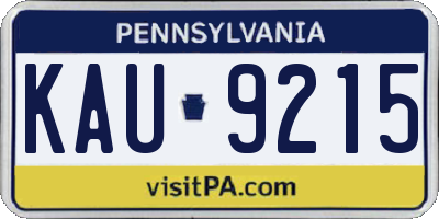 PA license plate KAU9215