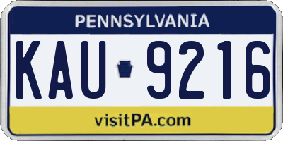 PA license plate KAU9216