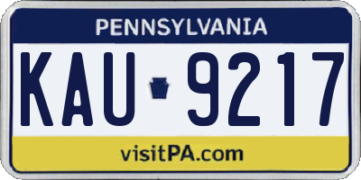 PA license plate KAU9217