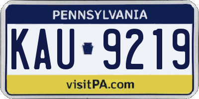 PA license plate KAU9219