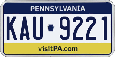 PA license plate KAU9221