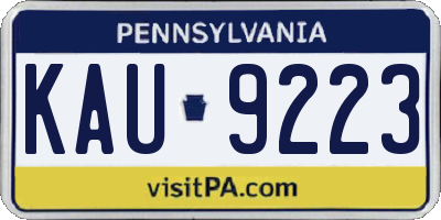 PA license plate KAU9223