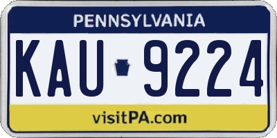 PA license plate KAU9224