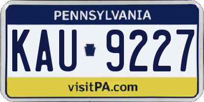 PA license plate KAU9227