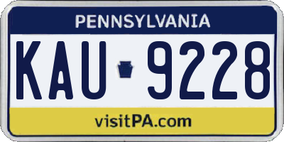 PA license plate KAU9228