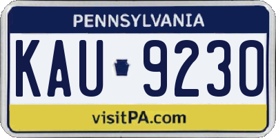 PA license plate KAU9230