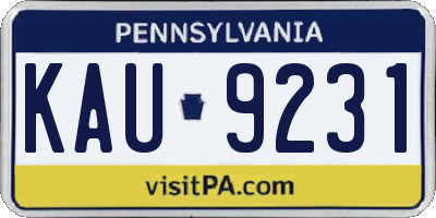 PA license plate KAU9231
