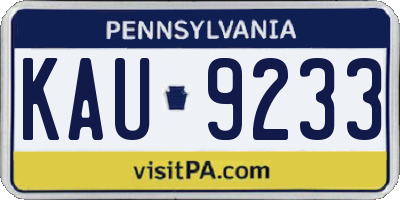 PA license plate KAU9233