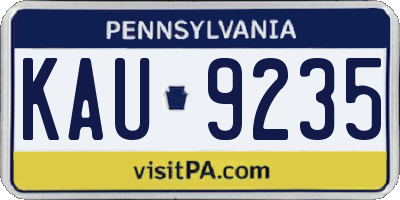 PA license plate KAU9235