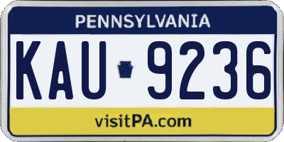 PA license plate KAU9236