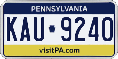 PA license plate KAU9240