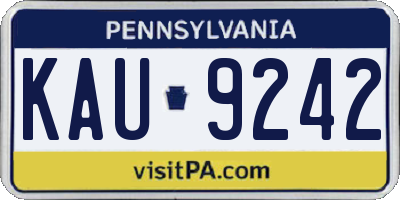 PA license plate KAU9242