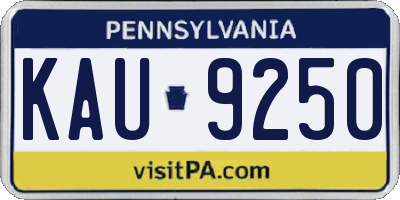 PA license plate KAU9250