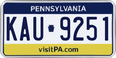 PA license plate KAU9251
