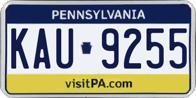 PA license plate KAU9255