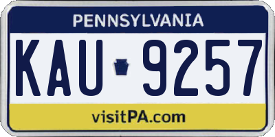PA license plate KAU9257