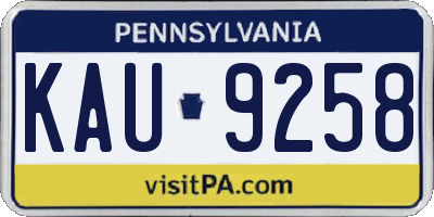 PA license plate KAU9258