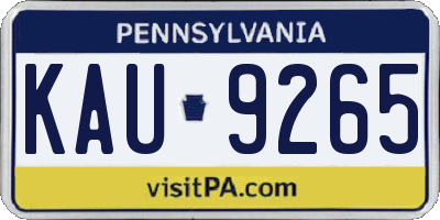 PA license plate KAU9265