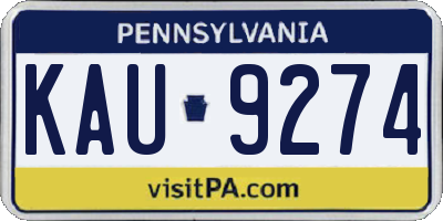 PA license plate KAU9274