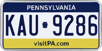 PA license plate KAU9286