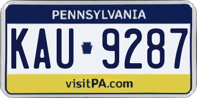 PA license plate KAU9287