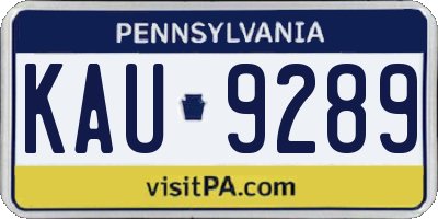 PA license plate KAU9289