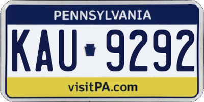 PA license plate KAU9292