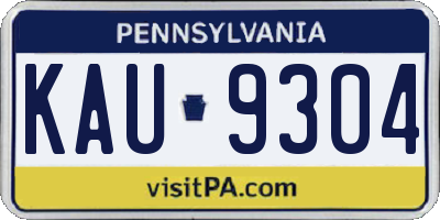 PA license plate KAU9304
