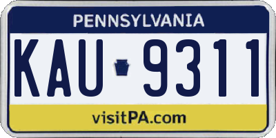 PA license plate KAU9311