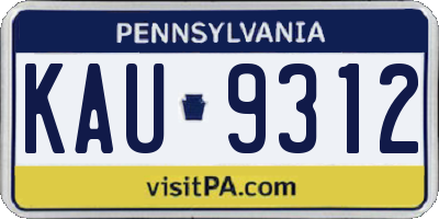 PA license plate KAU9312