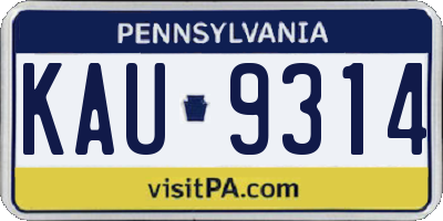 PA license plate KAU9314