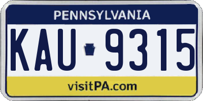 PA license plate KAU9315