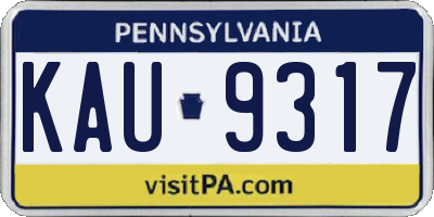 PA license plate KAU9317
