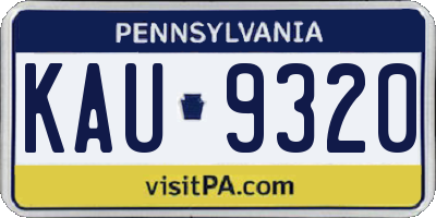 PA license plate KAU9320