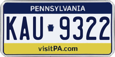 PA license plate KAU9322