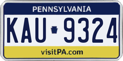 PA license plate KAU9324