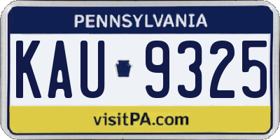 PA license plate KAU9325
