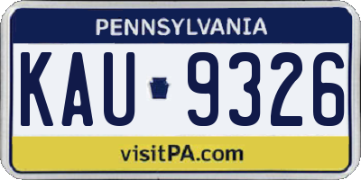 PA license plate KAU9326