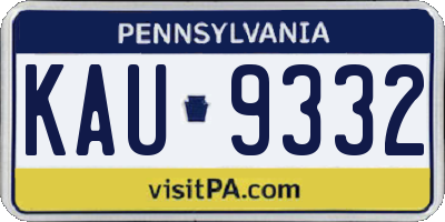 PA license plate KAU9332