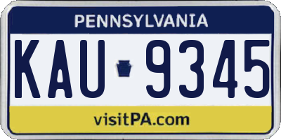 PA license plate KAU9345