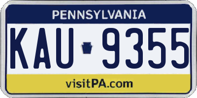 PA license plate KAU9355