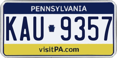 PA license plate KAU9357